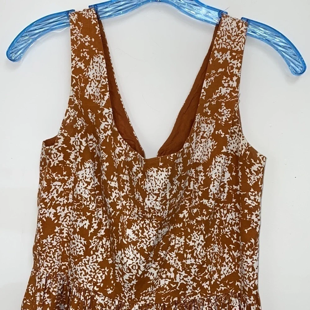 Lapis by Anthropologie Brown White Floral Cotton Blend A-line Dress Size Small - Picture 5 of 14